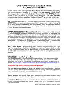 Perkins IV Allowable Expenditures