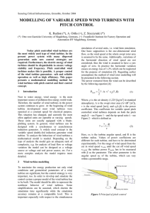 modelling of variable speed wind turbines with pitch control