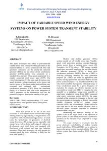 IMPACT OF VARIABLE SPEED WIND ENERGY SYSTEMS ON