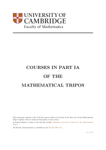 courses in part ia of the mathematical tripos