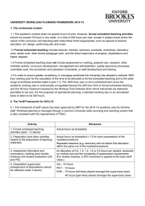 University Workload Planning Framework 2014-15