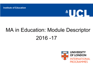 MA in Education: Module Descriptor 2016 -17