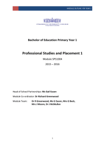Year 1 BEd Primary SBW Module Guide 2015-16