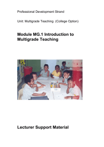 PD MG1 Introduction to Multigrade Teaching Lecturer