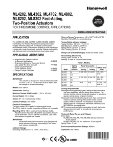 62-0194 - Fast-Acting,Two-Position Actuators FOR FIRE/SMOKE