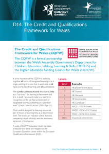 D14. The Credit and Qualifications Framework for Wales