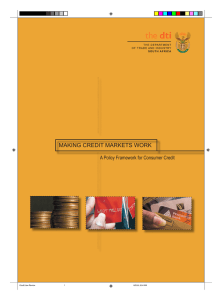 Making Credit Markets Work - National Credit Regulator