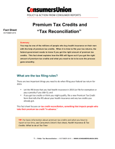 Premium Tax Credits and Tax Reconciliation