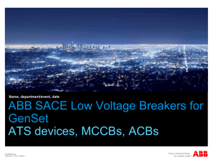 ABB SACE Low Voltage Breakers for GenSet ATS devices, MCCBs