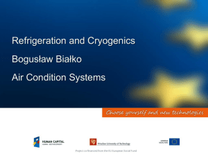 Refrigeration and Cryogenics Bogusław Białko Air Condition Systems