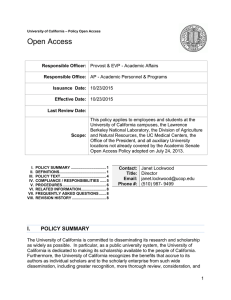 Open Access - UCOP - Office of The President
