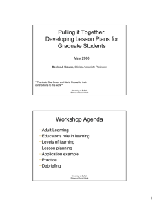 Pulling it Together: Developing Lesson Plans for Graduate Students