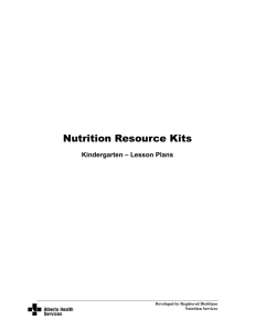 Nutrition Resource Kits, Kindergarten