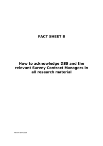 FACT SHEET 8 How to acknowledge DSS and the relevant Survey
