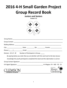 2016 4-H Small Garden Project Group Record Book