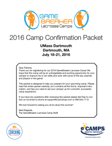 2016 Camp Confirmation Packet