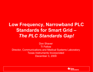 Low Frequency, Narrowband PLC Standards for Smart Grid – The