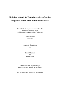 Modelling Methods for Testability Analysis of Analog Integrated