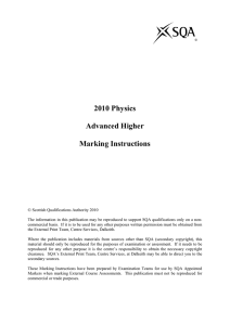 2010 Physics Advanced Higher Marking Instructions
