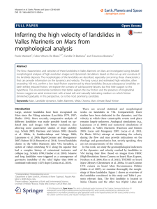 Inferring the high velocity of landslides in Valles Marineris on Mars