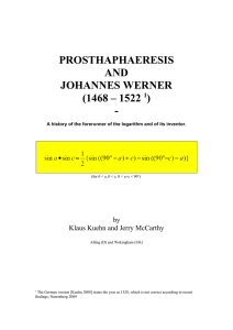 prosthaphaeresis and johannes werner