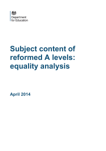 Subject content of reformed A levels: equality analysis