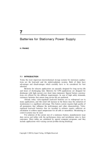 Batteries for Stationary Power Supply