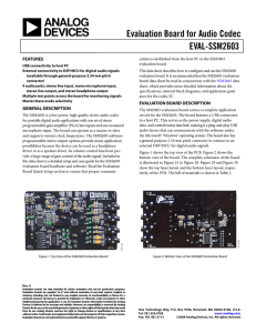 EVAL-SSM2603 Evaluation Board for Audio Codec Data Sheet (Rev