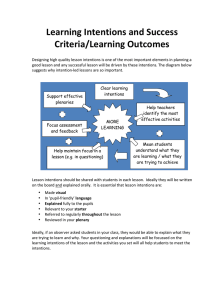 Learning Intentions and Success Criteria/Learning Outcomes