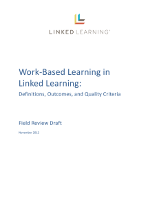 Work Based Learning in Linked Learning: Definitions, Outcomes