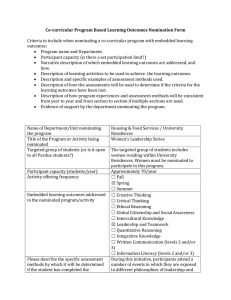 Co-curricular Program Based Learning Outcomes Nomination Form