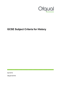 GCSE Subject Criteria for History