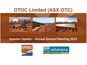 Investor Update – Annual General Meeting 2012