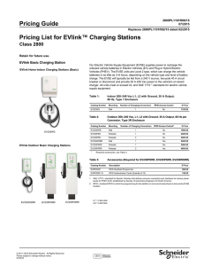Pricing Guide Pricing List for EVlink™ Charging