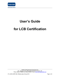 User`s Guide for LCB Certification