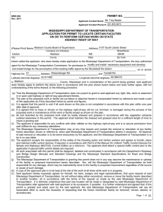 permit no. mississippi department of transportation application for