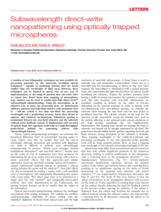 Subwavelength direct-write nanopatterning using optically trapped