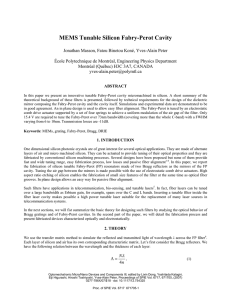 MEMS Tunable Silicon Fabry-Perot Cavity