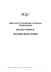 IGCSE SCIENCE BIOLOGY Specimen Mark Scheme