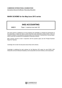 Mark Schemes - IGCSE Accounts