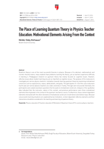 The Place of Learning Quantum Theory in Physics Teacher