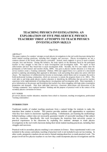 teaching physics investigations: an exploration of five pre