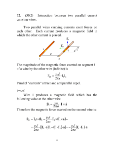 72. (30.2) Interaction between two parallel current carrying wires