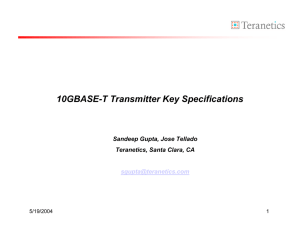 10GBASE-T Transmitter Key Specifications