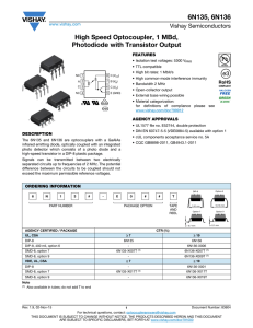 6N135, 6N136 High Speed Optocoupler, 1 MBd, Photodiode with