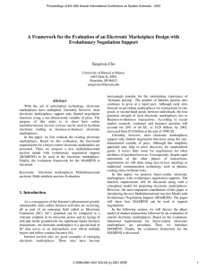 A Framework for the Evaluation of an Electronic Marketplace Design