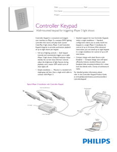 Controller Keypad Specification Sheet