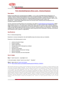 Ph.D. Scientists/Engineers - Chemical and Biomolecular