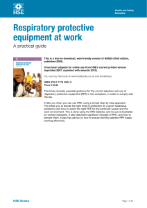 Respiratory protective equipment at work: A practical guide HSG53