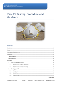 Face Fit Testing: Procedure and Guidance